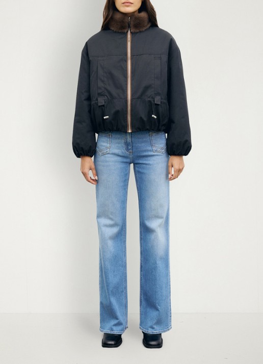 Gerard Darel Aurora reversible gewatteerde parka - voorkant 2 blauw