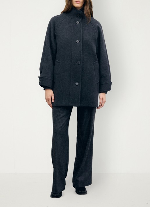 Gerard Darel Avry mantel in wolblend met opstaande kraag - detail 5 antraciet