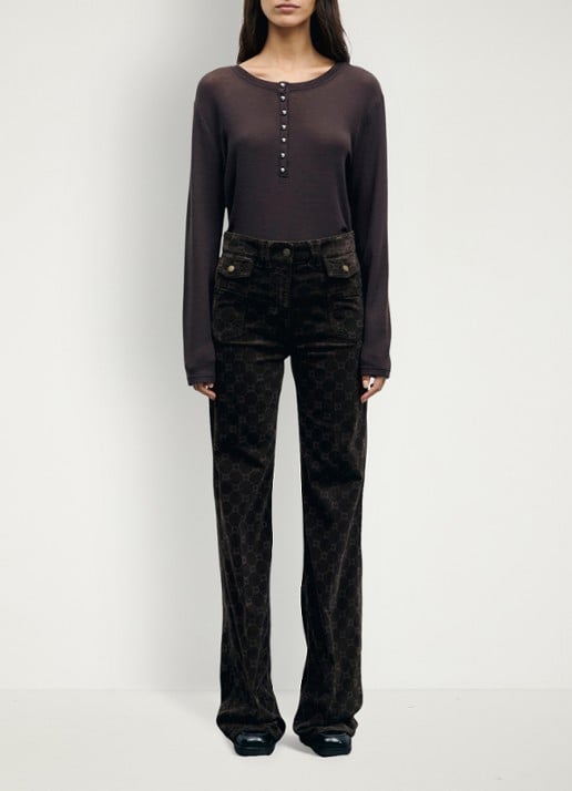 Gerard Darel Balie longsleeve van wol - voorkant 2 bruin