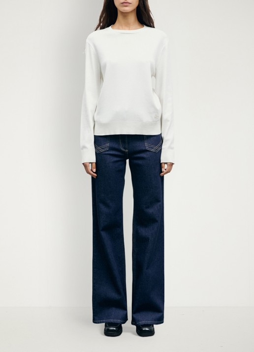 Gerard Darel Bara longsleeve met logoborduring - voorkant 3 creme