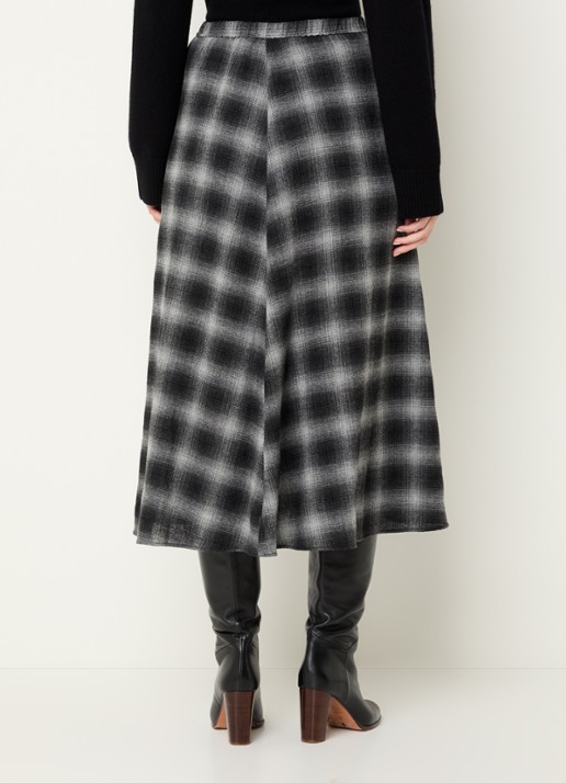 Gerard Darel Basma midi rok in scheerwolblend met ruitdessin - achterkant 4 donkergrijs
