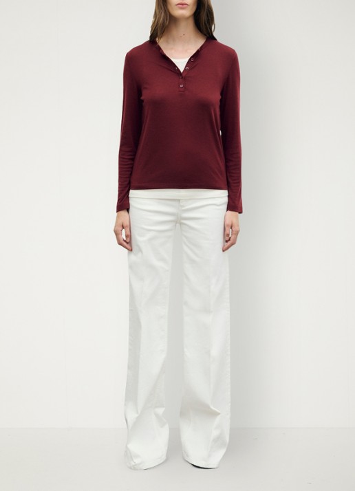 Gerard Darel Becca longsleeve in wolblend - voorkant 4 donkerrood