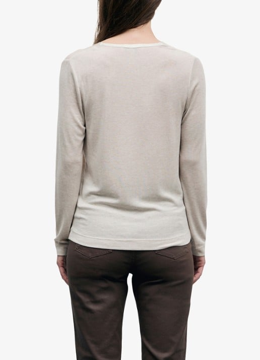 Gerard Darel Belen longsleeve in wolblend met V-hals - achterkant 4 beige
