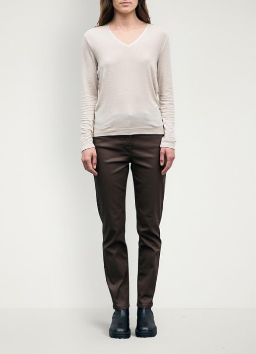Gerard Darel Belen longsleeve in wolblend met V-hals - voorkant 3 beige