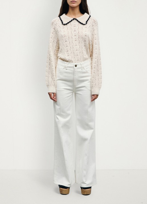 Gerard Darel Bianca high waist flared fit jeans met gekleurde wassing - voorkant 2 wit