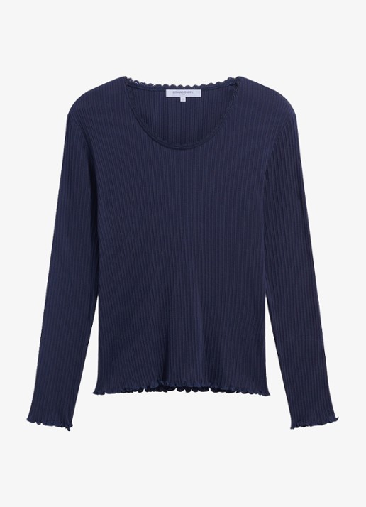 Gerard Darel Bona longsleeve met kant - voorkant indigo