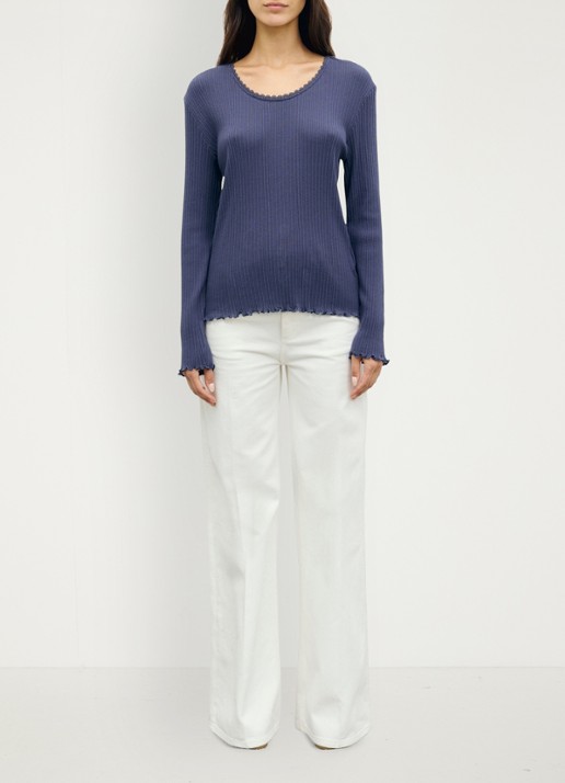 Gerard Darel Bona longsleeve met kant - voorkant 2 indigo