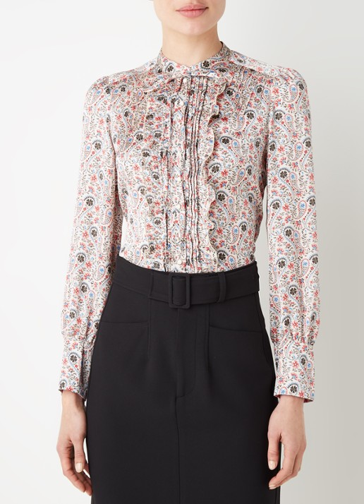 Gerard Darel Calicia blouse met paisley dessin en strikkraag - detail blauw