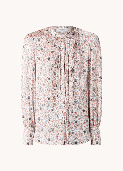 Gerard Darel Calicia blouse met paisley dessin en strikkraag - voorkant 2 blauw