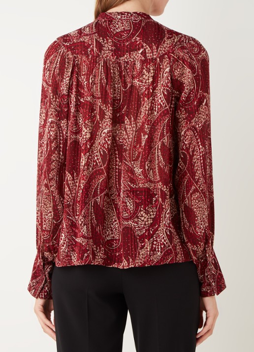 Gerard Darel Camil semi-transparante blouse met paisley dessin - achterkant 4 donkerrood