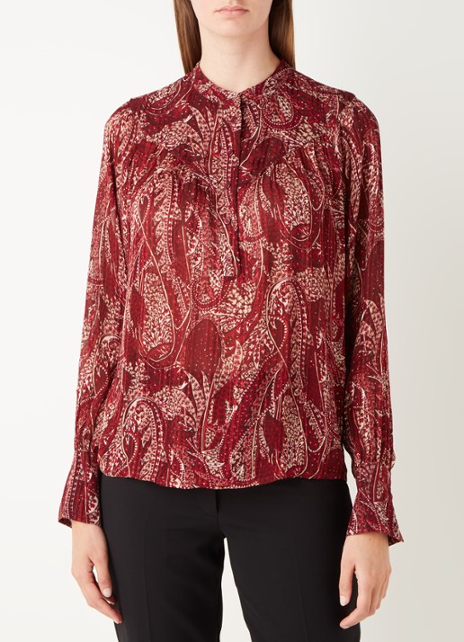 Gerard Darel Camil semi-transparante blouse met paisley dessin - detail 3 donkerrood