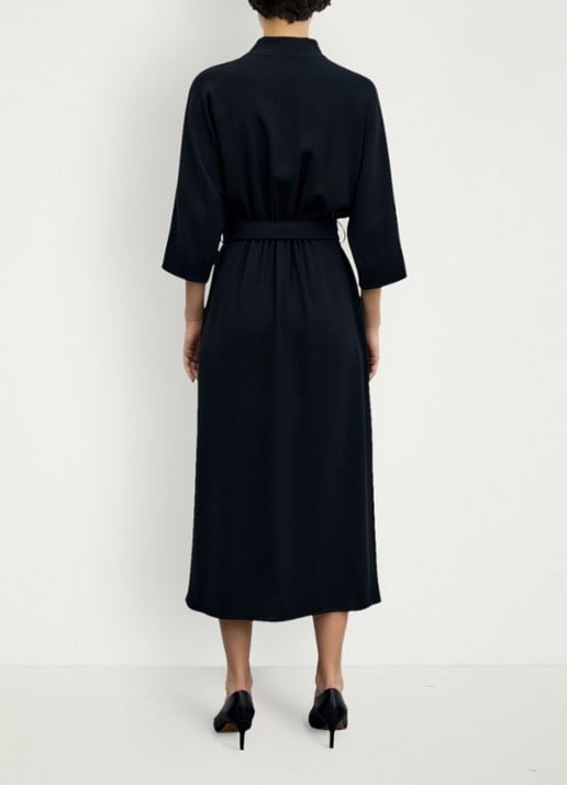 Gerard Darel Capu midi jurk met ceintuur - achterkant 5 zwart