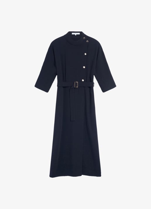 Gerard Darel Capu midi jurk met ceintuur - voorkant zwart