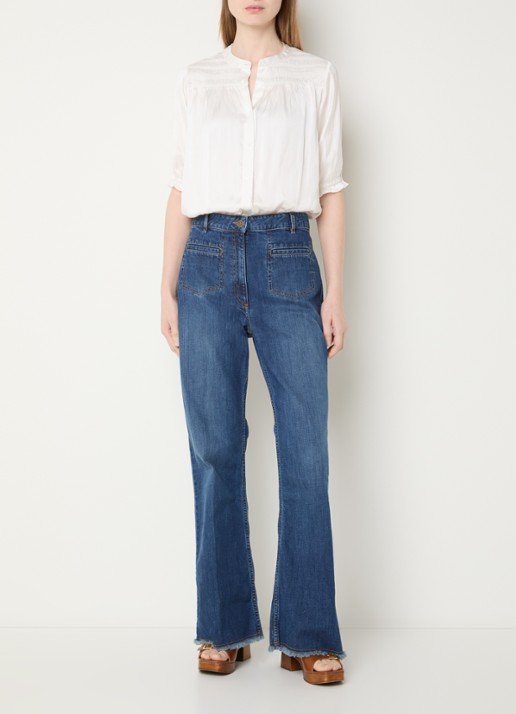 Gerard Darel Catrine blouse van satijn - voorkant 4 creme