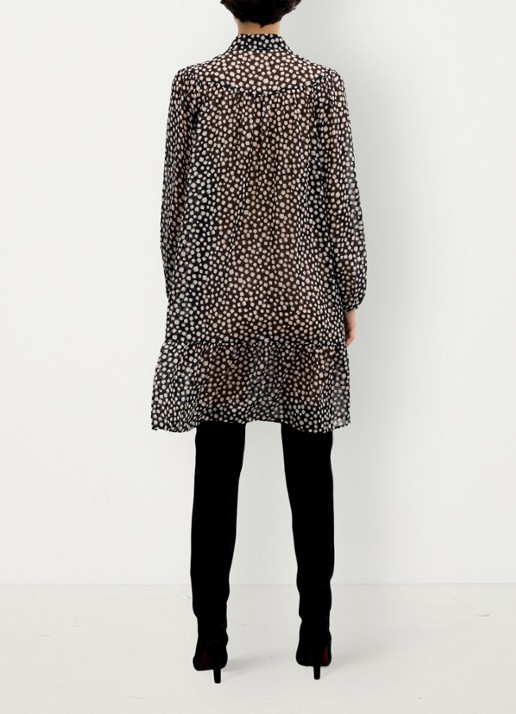 Gerard Darel Celest midi blousejurk met print - achterkant zwart