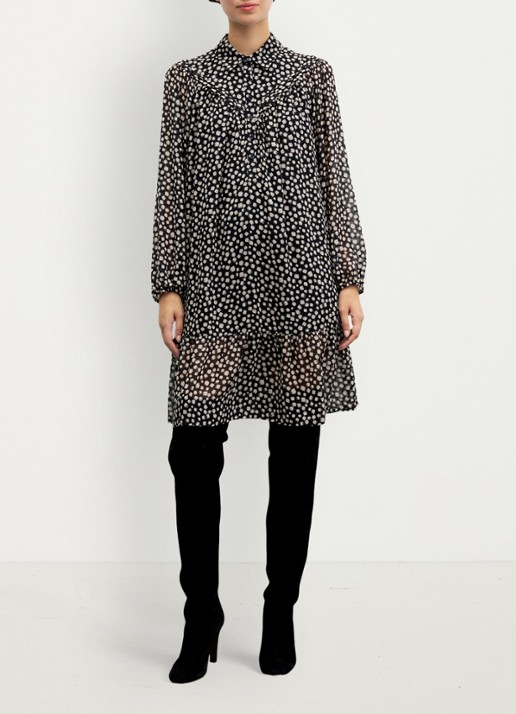Gerard Darel Celest midi blousejurk met print - detail 3 zwart