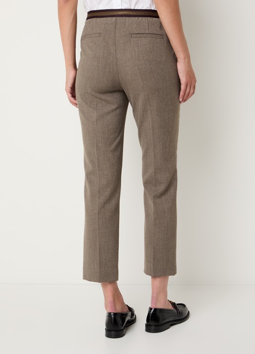 Gerard Darel Celia high waist slim fit cropped pantalon met steekzakken - achterkant donkerbeige