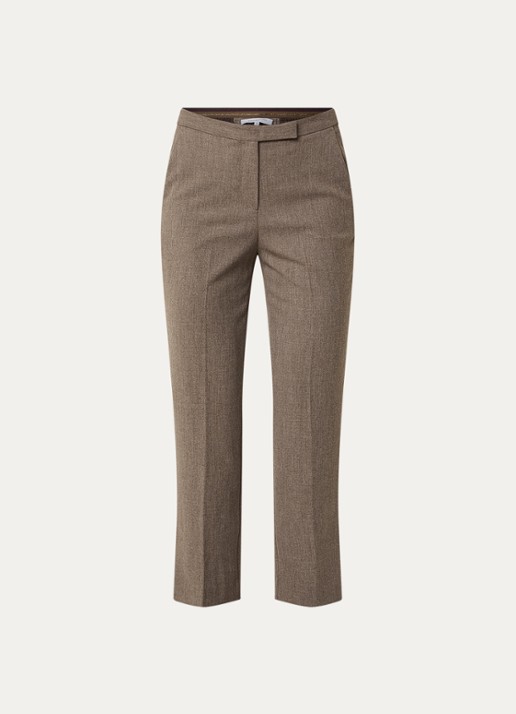 Gerard Darel Celia high waist slim fit cropped pantalon met steekzakken - voorkant 2 donkerbeige