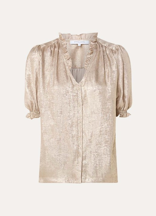 Gerard Darel Ceva tuniek met ballonmouw en met metallic finish - voorkant goud