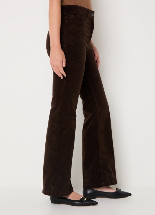 Gerard Darel Chantal high waist straight fit broek van corduroy - detail 4 donkerbruin