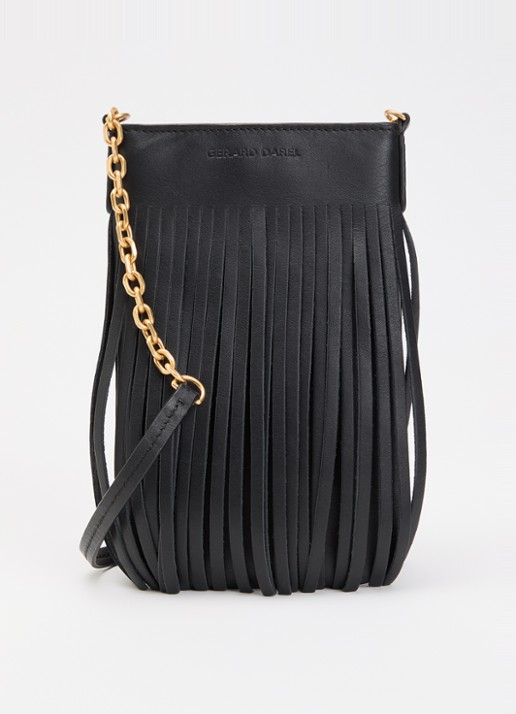 Gerard Darel Charlotte schoudertas van leer met franjes