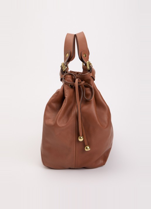 Gerard Darel Chiara handtas van leer met logo - detail 4 roodbruin