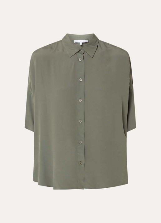 Gerard Darel Cirae oversized blouse in zijdeblend - voorkant 2 bronsgroen