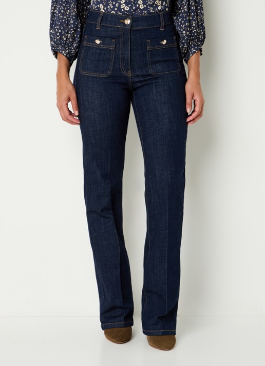 Gerard Darel Clema high waist straight fit jeans met stretch - detail 4 donkerblauw