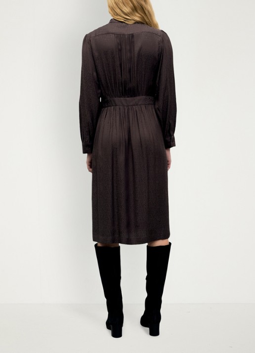 Gerard Darel Cleme midi jurk met jaquard dessin - achterkant 5 donkerbruin
