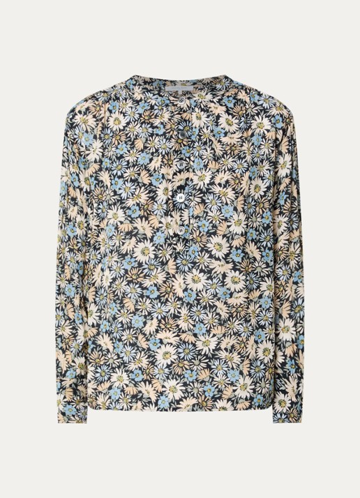 Gerard Darel Clymene blouse met bloemenprint - voorkant 3 zwart