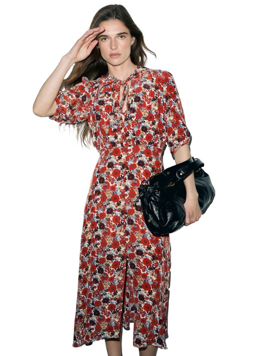 Gerard Darel Coco midi jurk met bloemenprint - detail 6 creme