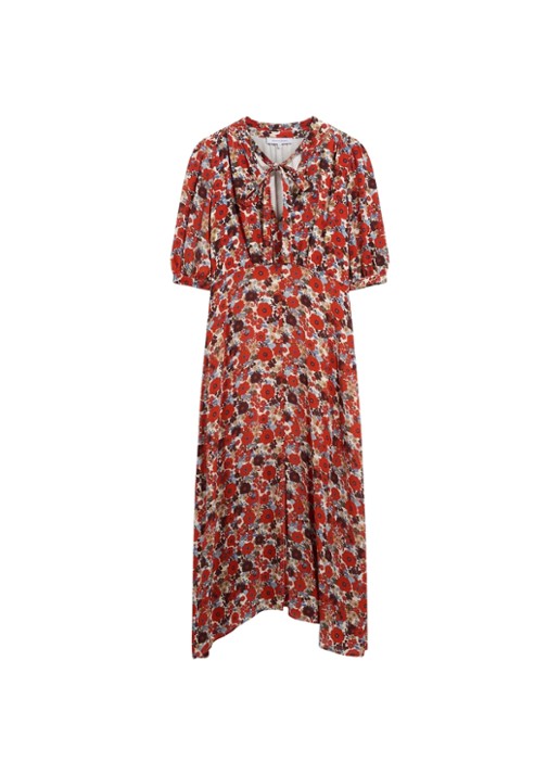 Gerard Darel Coco midi jurk met bloemenprint - voorkant creme