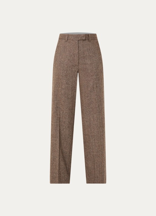 Gerard Darel Coralie high waist wide fit pantalon in wolblend - voorkant lichtbruin