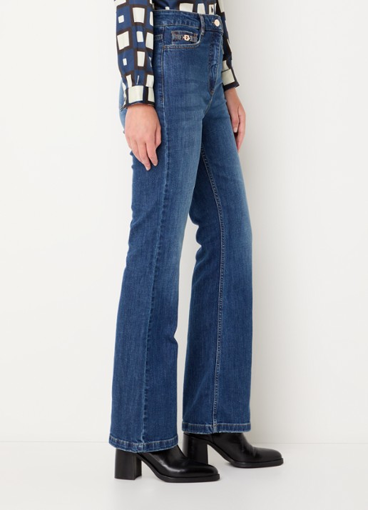Gerard Darel Corine high waist flared jeans met donkere wassing - detail 4 indigo