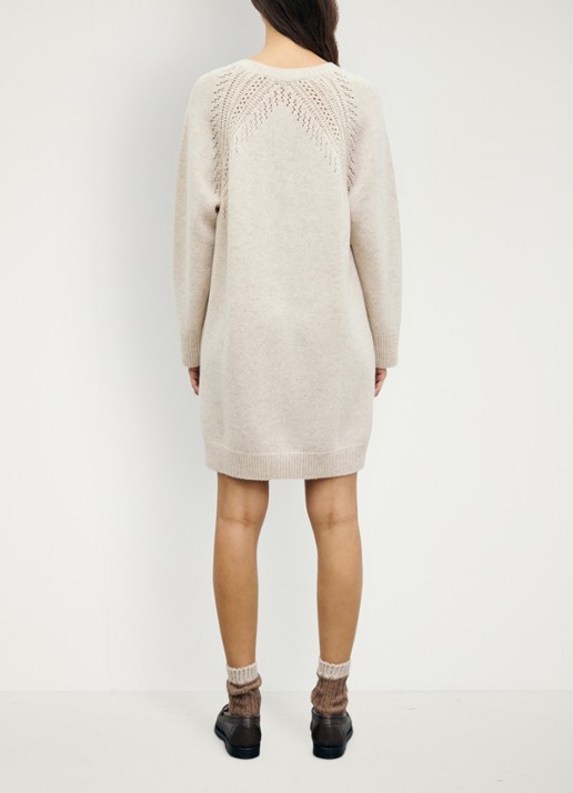 Gerard Darel Coset mini gebreide jurk van wol - achterkant 5 gebroken wit