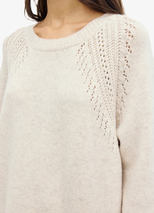 Gerard Darel Coset mini gebreide jurk van wol - detail 2 gebroken wit