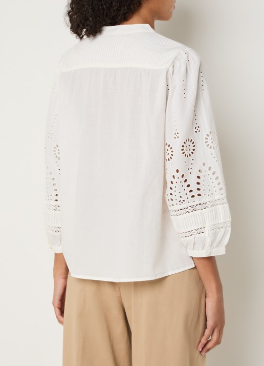 Gerard Darel Cybella blouse met broderie - achterkant 4 gebroken wit