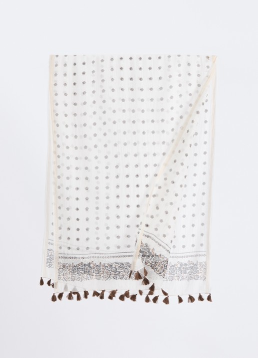 Gerard Darel Daphne sjaal in zijdeblend 70 x 180 cm  - detail 2 beige