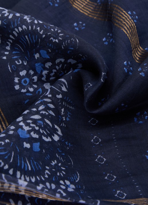 Gerard Darel Daphne sjaal in zijdeblend 70 x 180 cm  - detail 2 donkerblauw