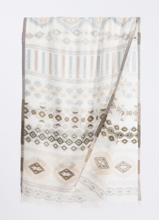Gerard Darel Delia sjaal met print 180 x 70 cm - detail 2 ivoor