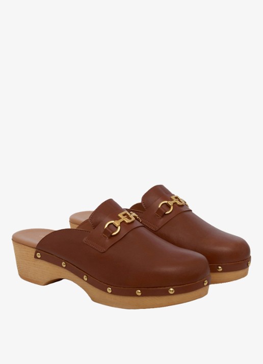 Gerard Darel Elena muiltje van leer - detail 2 cognac