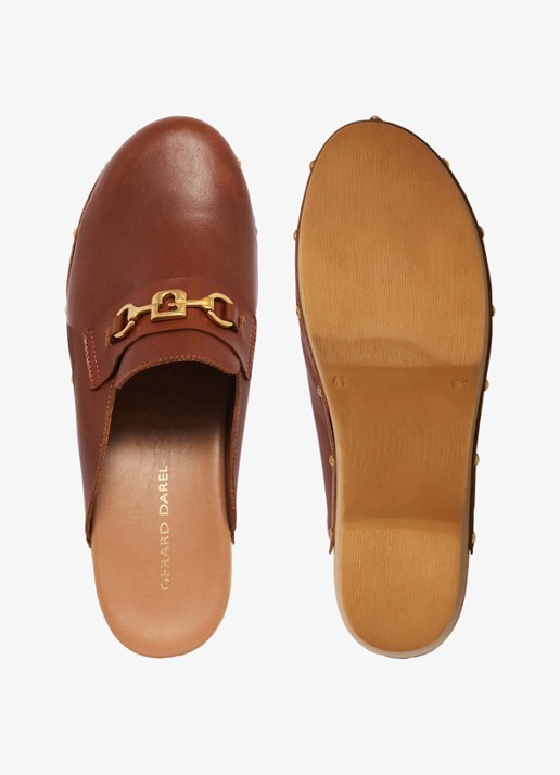 Gerard Darel Elena muiltje van leer - detail 3 cognac