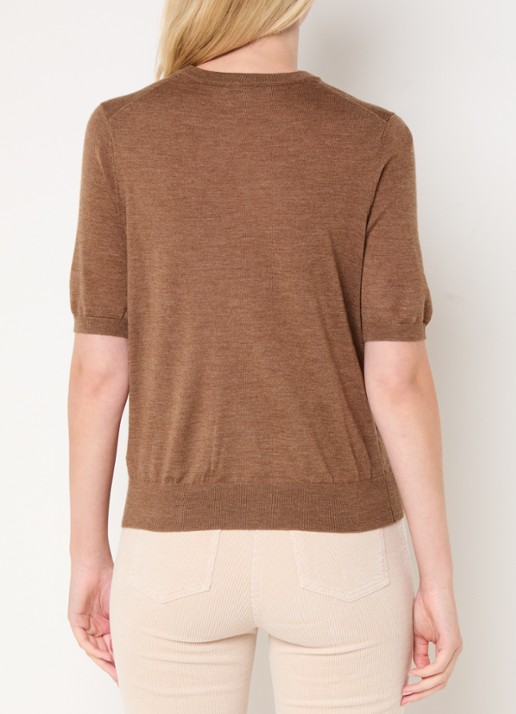 Gerard Darel Elsa fijngebreide top van merino wol - achterkant camel
