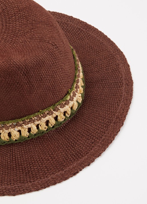 Gerard Darel Emilie hoed van stro - detail chocoladebruin