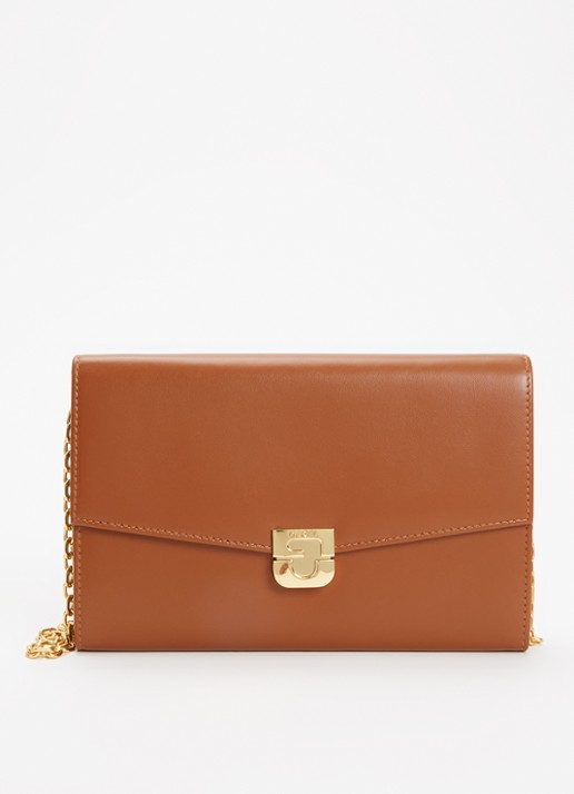 Gerard Darel Enveloppe clutch van leer met afneembare schouderriem