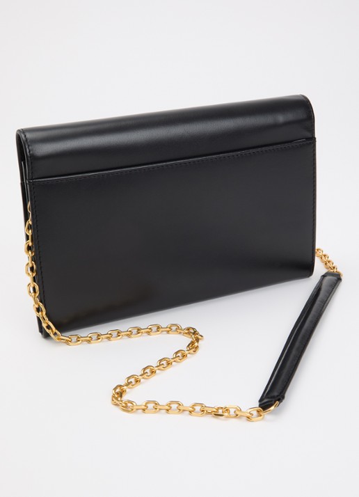 Gerard Darel Enveloppe clutch van leer met afneembare schouderriem - achterkant zwart