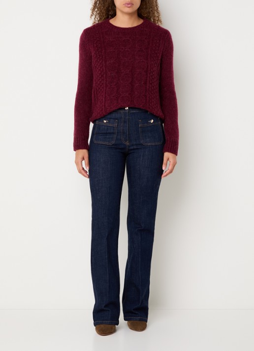 Gerard Darel Esperanze grofgebreide pullover in alpaca wolblend - voorkant 4 bordeauxrood