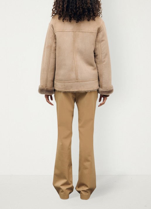 Gerard Darel Fia lammy coat van leer - achterkant naturel