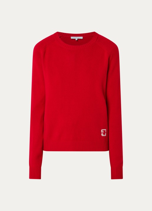 Gerard Darel Fijngebreide pullover van wol met logo - voorkant 2 rood