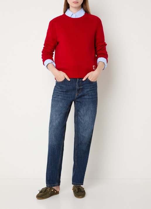 Gerard Darel Fijngebreide pullover van wol met logo - voorkant 3 rood